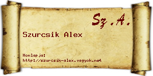 Szurcsik Alex névjegykártya